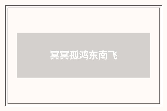 冥冥孤鸿东南飞
