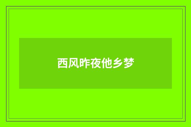 西风昨夜他乡梦