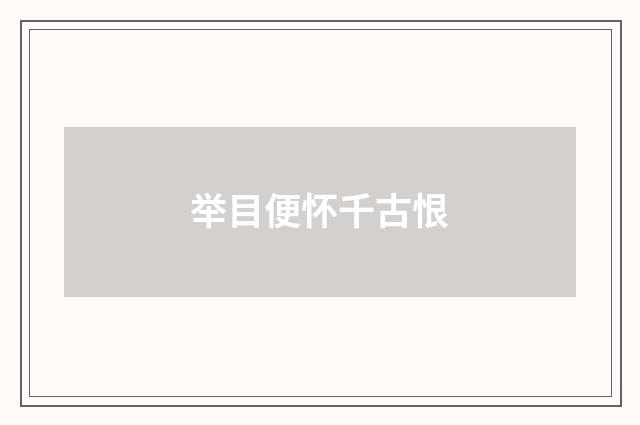 举目便怀千古恨