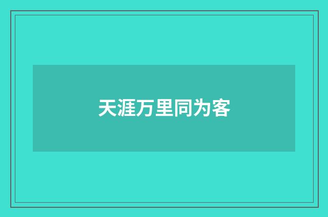 天涯万里同为客