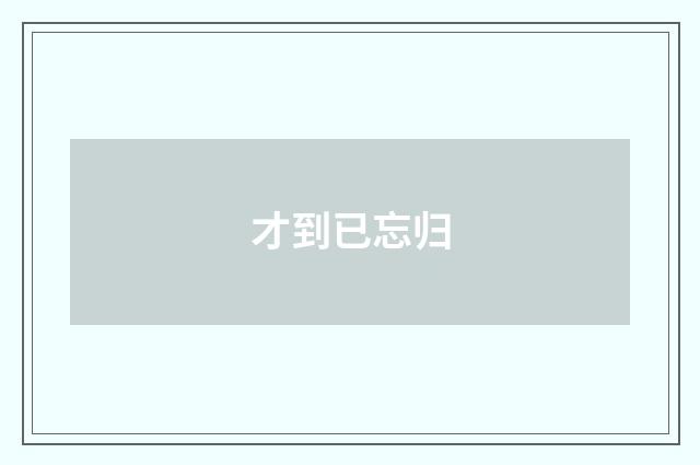 才到已忘归