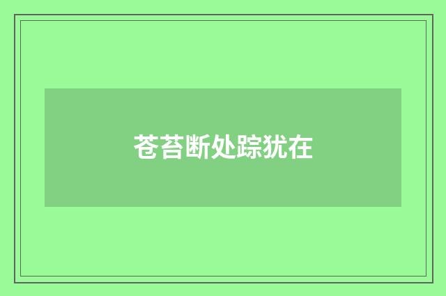 苍苔断处踪犹在