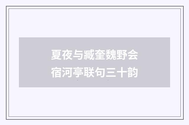 夏夜与臧奎魏野会宿河亭联句三十韵