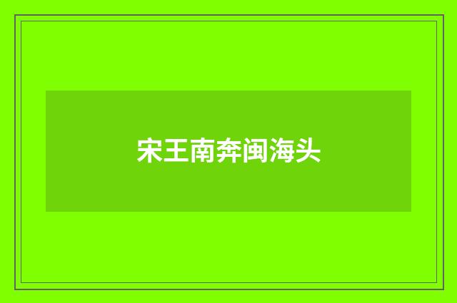 宋王南奔闽海头
