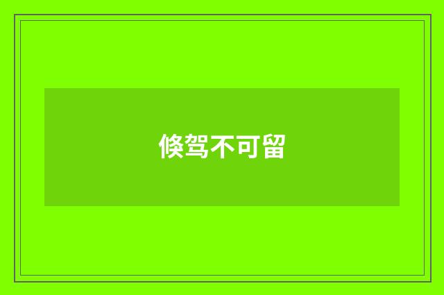 倏驾不可留