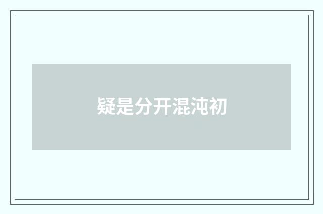 疑是分开混沌初