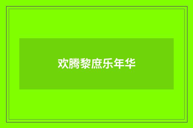 欢腾黎庶乐年华