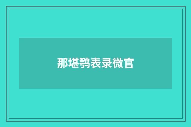 那堪鹗表录微官