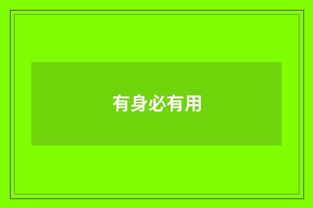 有身必有用