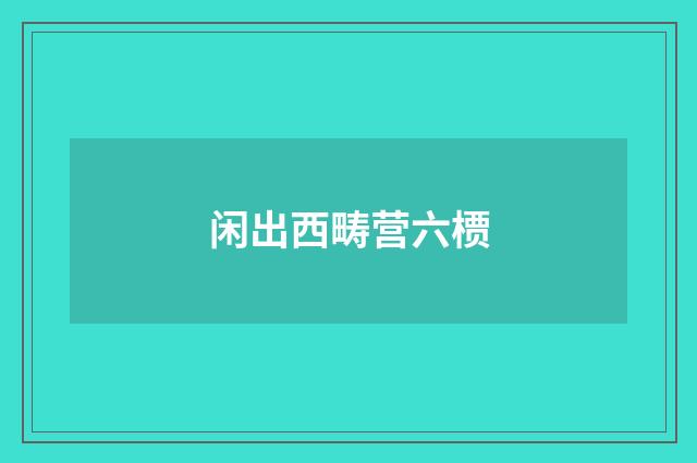 闲出西畴营六槚