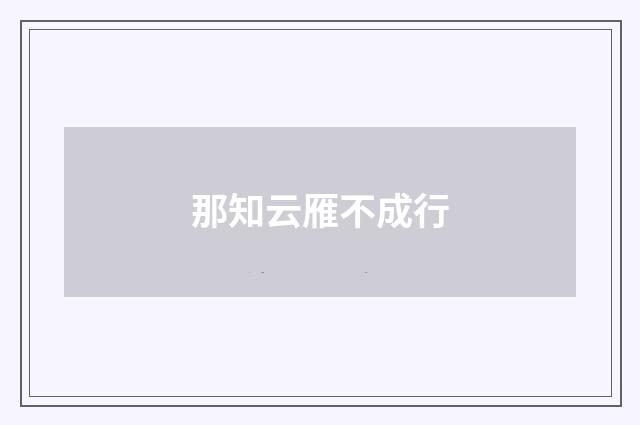 那知云雁不成行