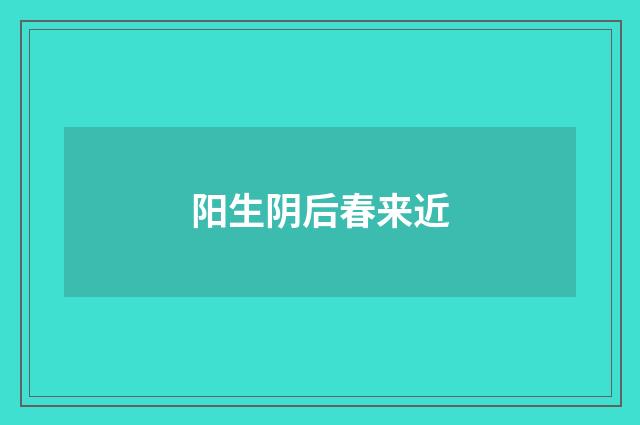 阳生阴后春来近