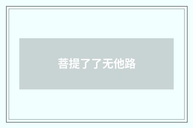 菩提了了无他路