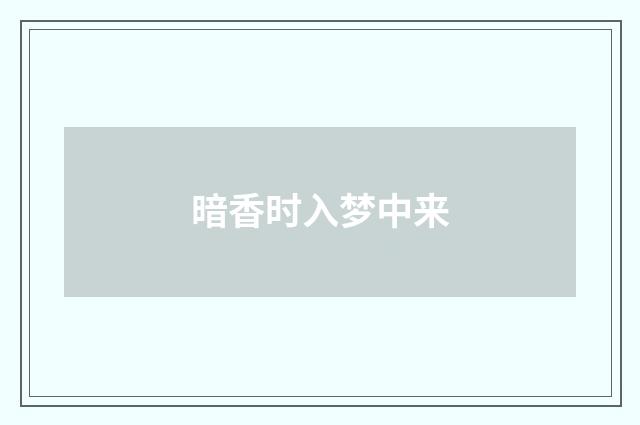 暗香时入梦中来
