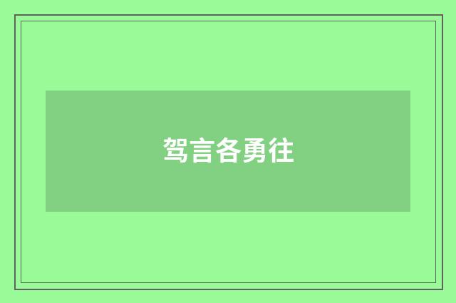驾言各勇往