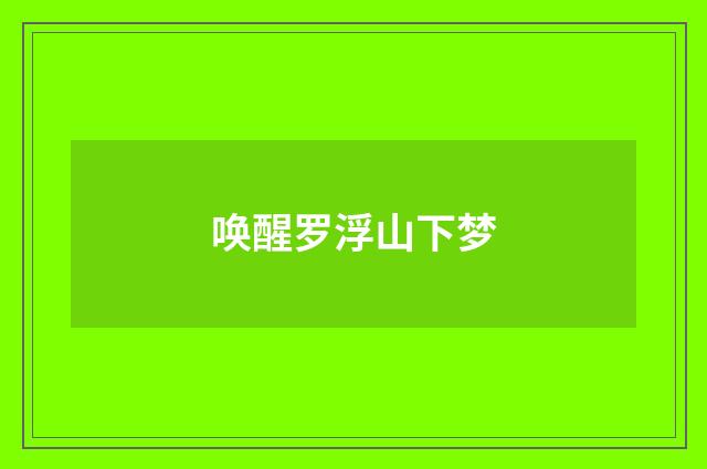 唤醒罗浮山下梦