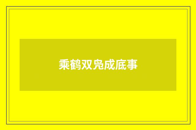 乘鹤双凫成底事