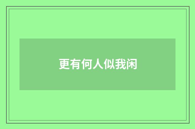 更有何人似我闲