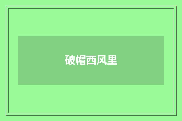 破帽西风里