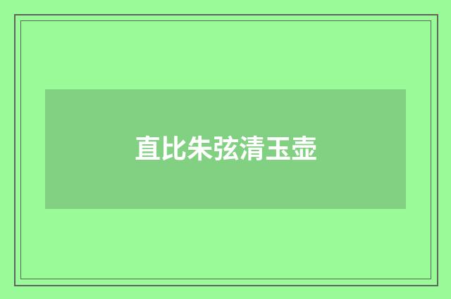 直比朱弦清玉壶
