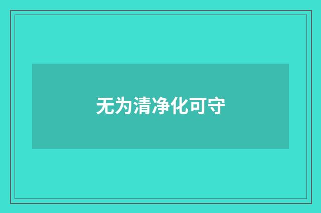 无为清净化可守