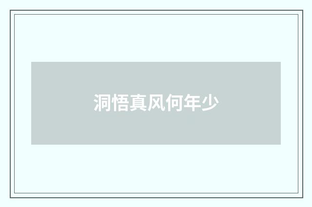 洞悟真风何年少