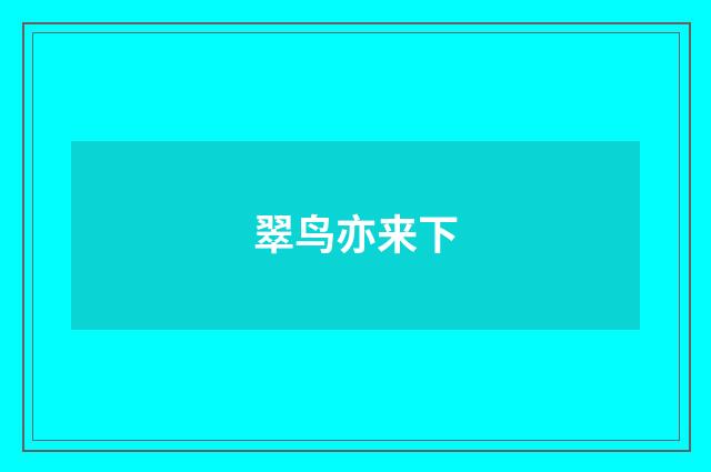 翠鸟亦来下