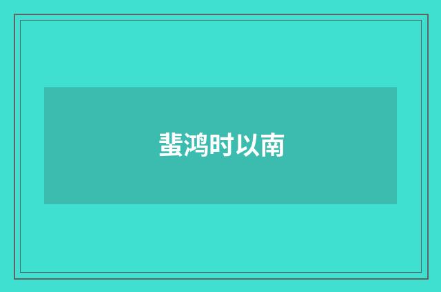 蜚鸿时以南