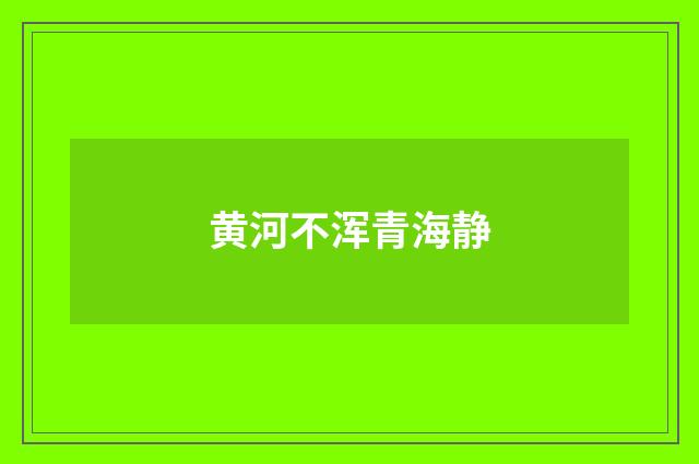 黄河不浑青海静