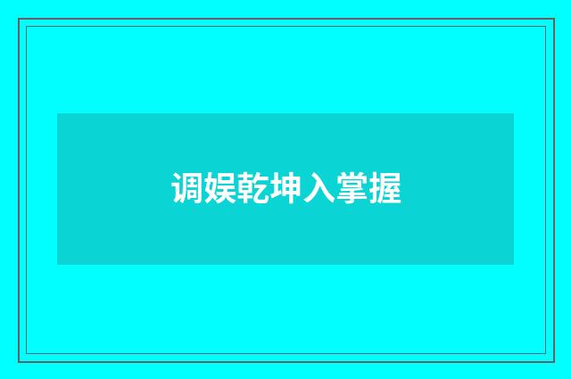 调娱乾坤入掌握