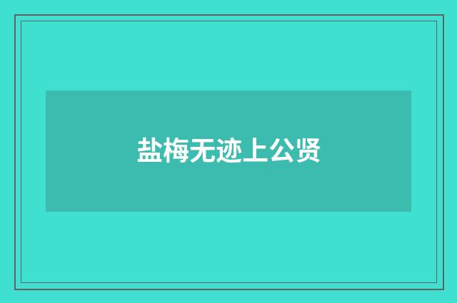 盐梅无迹上公贤