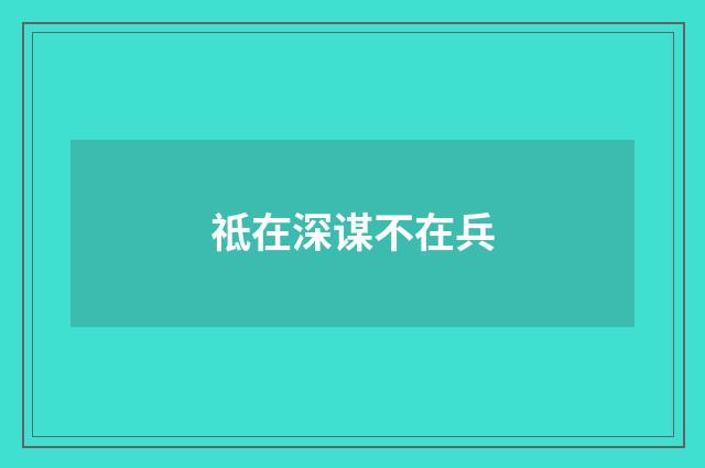 祗在深谋不在兵