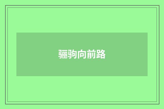 骊驹向前路