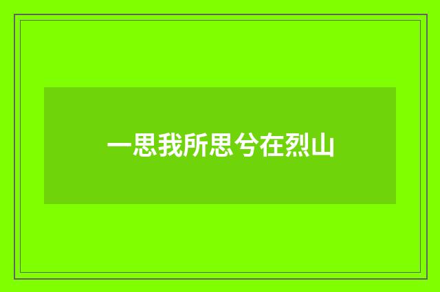 一思我所思兮在烈山