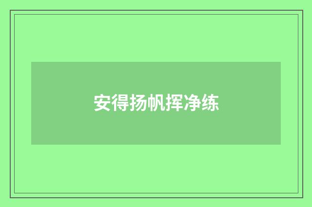 安得扬帆挥净练