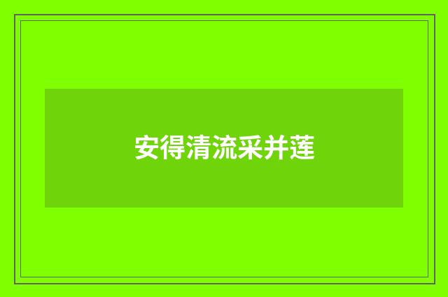 安得清流采并莲