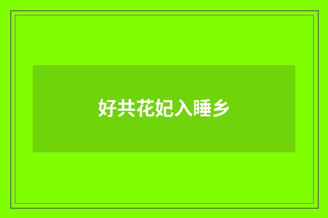好共花妃入睡乡