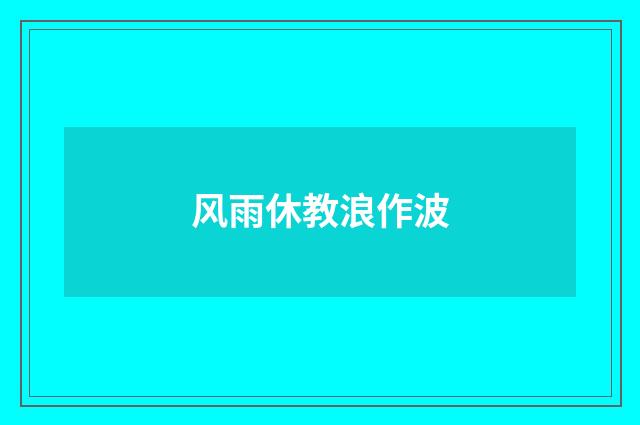 风雨休教浪作波