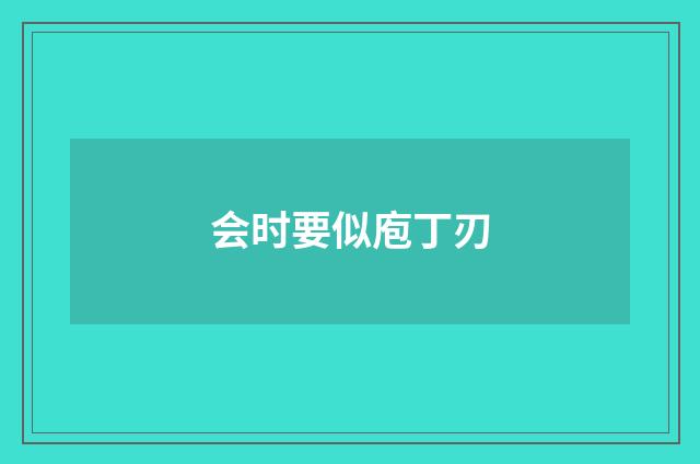会时要似庖丁刃