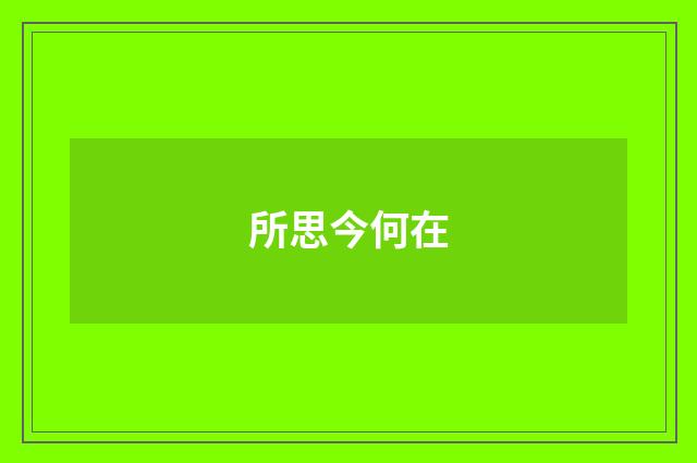 所思今何在