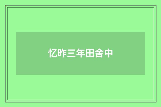 忆昨三年田舍中