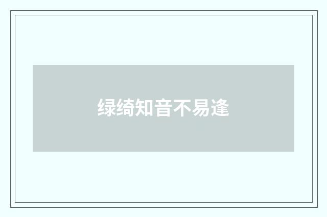 绿绮知音不易逢