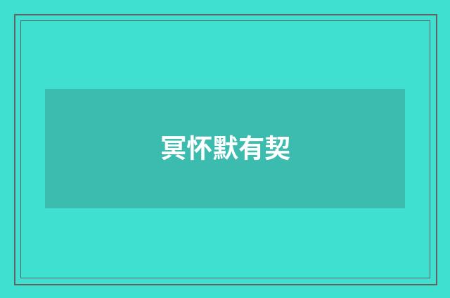 冥怀默有契