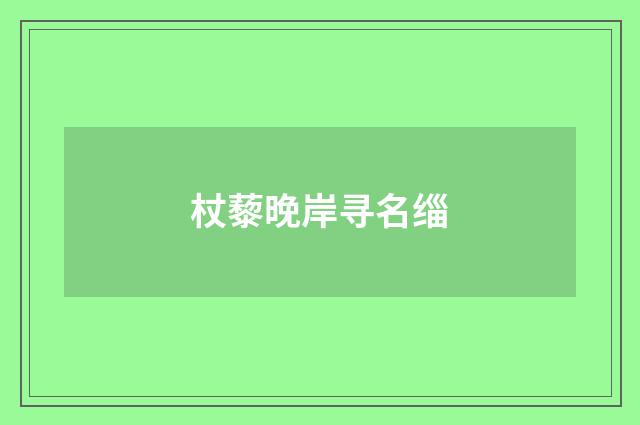 杖藜晚岸寻名缁