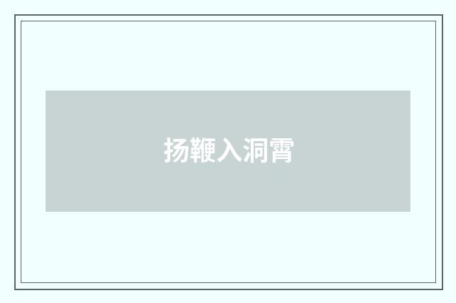 扬鞭入洞霄