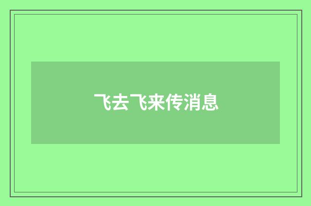 飞去飞来传消息