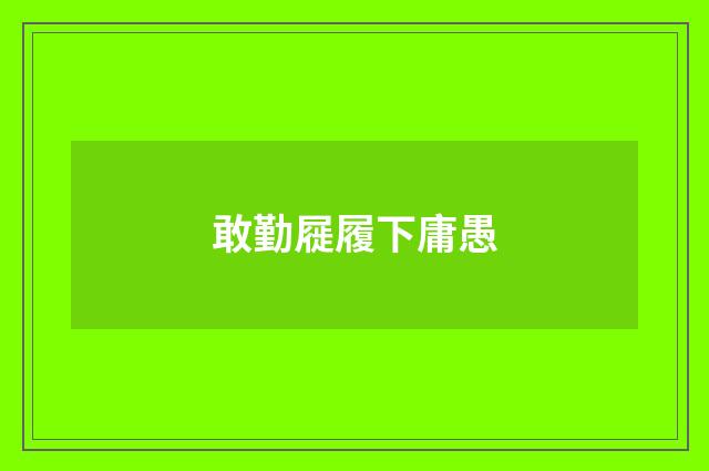 敢勤屣履下庸愚