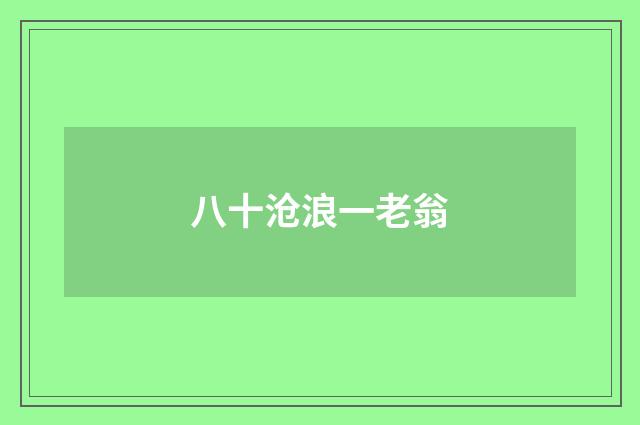 八十沧浪一老翁