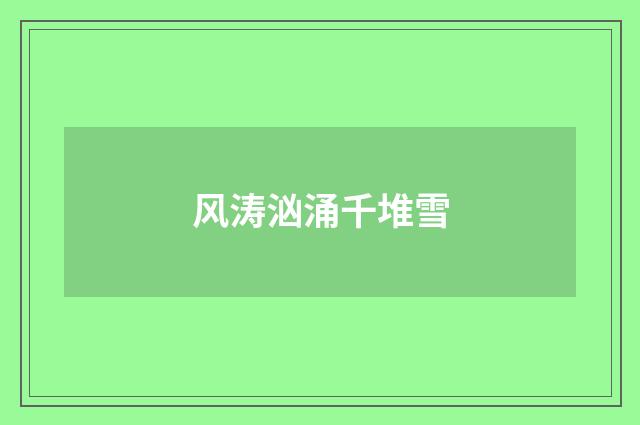 风涛汹涌千堆雪