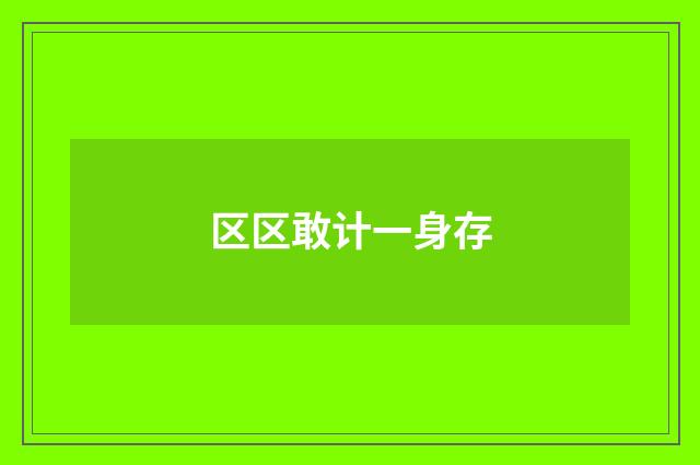 区区敢计一身存